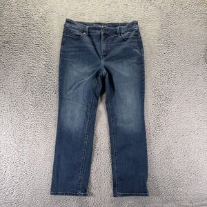 Chico's So Lifting Jeans Womens 8P Blue Cotton Denim Straight Leg Faded Stretch